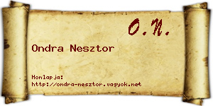 Ondra Nesztor névjegykártya